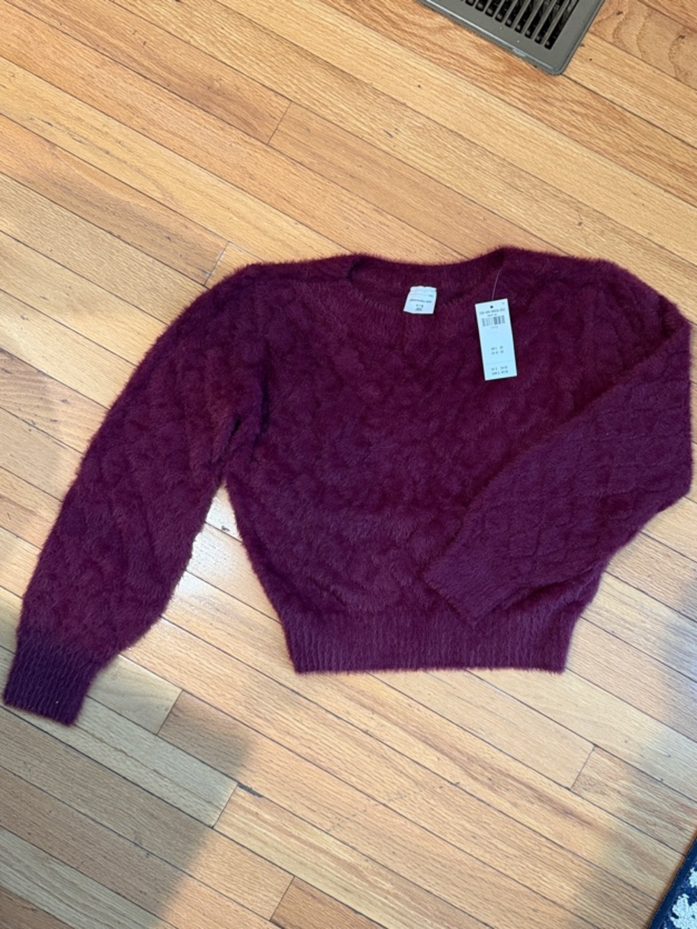 abercrombie kids maroon Burgundy Mohair-Blend Cable Sweater
